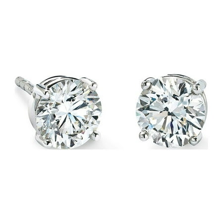 Paris Jewelry 14k White Gold 1/2 Carat Round 4 Prong Solitaire Created Diamond Stud Earrings