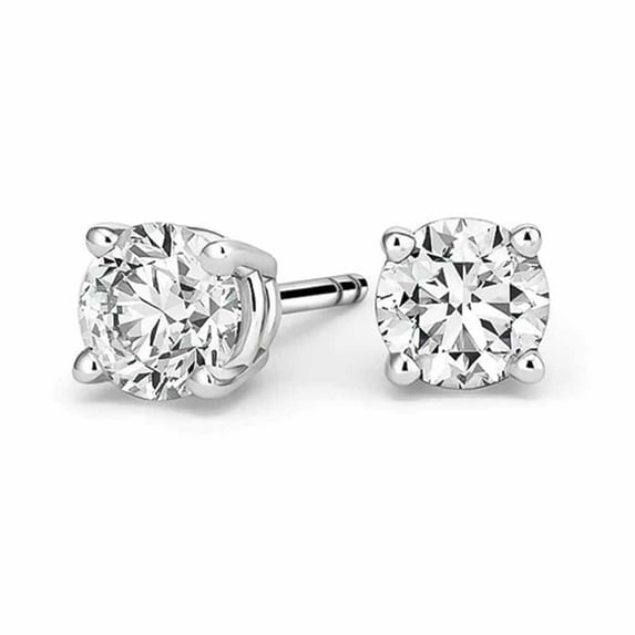 14k White Gold 1/2 Ct Solitaire Created White Diamond Stud Earrings (D-E, SI) Men | Women Plated by Paris Jewelry