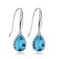 thumbnail image 1 of Paris Jewelry 14k White Gold 1/2 Ct Created Blue Topaz Teardrop Earrings Plated Jewelry for Women, 1 of 4