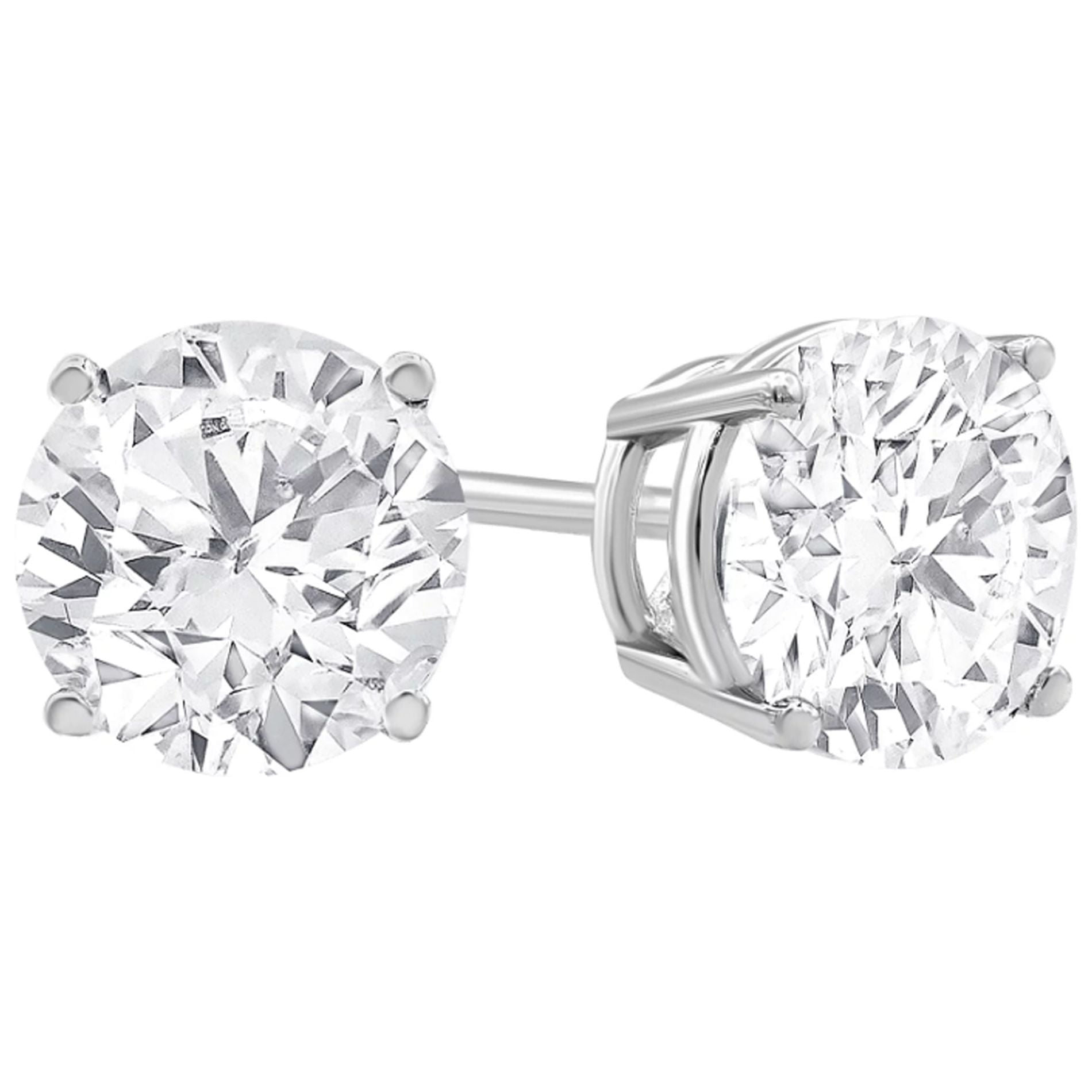Paris Jewelry 14k White Gold 1/4 Ct Round White Diamond Stud Earrings