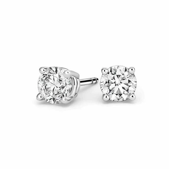 14k White Gold 1/4 Ct Round Plated Created Diamond Stud Earrings by Paris Jewelry