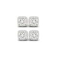 thumbnail image 1 of Paris Jewelry 14k White Gold 1Ct Cushion Cut White Sapphire Set Of Two Halo Stud Earrings Plated, 1 of 1