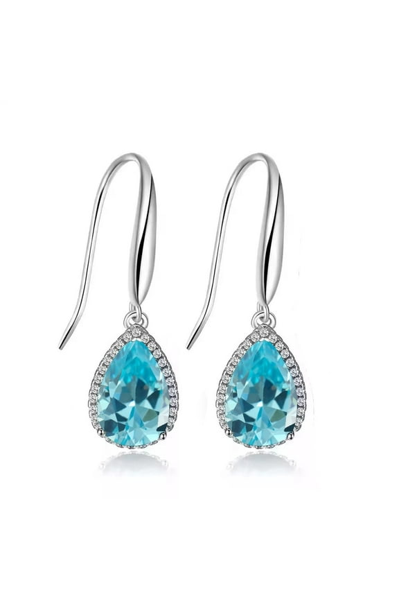 2 Ct Aquamarine Teardrop Earrings, 14k White Gold Jewelry For Women plated