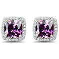 thumbnail image 1 of Paris Jewelry 14k White Gold 3 Ct Created Halo Princess Cut Tanzanite Stud Earrings Plated, 1 of 2
