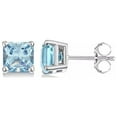 thumbnail image 1 of Paris Jewelry 14k White Gold 3 Ct Created Light Blue Sapphire Princess Cut Stud Earrings Plated, 1 of 2