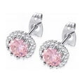 thumbnail image 1 of 14k White Gold 4 Ct Round Pink Sapphire Stud Earrings Plated by Paris Jewelry, 1 of 4