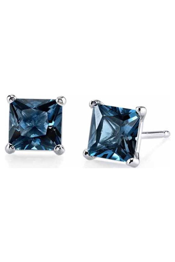 14k White Gold Push Back Princes Created Alexandrite Stud Earrings 4MM Plated by Paris Jewelry