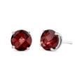thumbnail image 1 of 14k White Gold Round Plated Garnet Stud Earrings 4MM by Paris Jewelry, 1 of 4