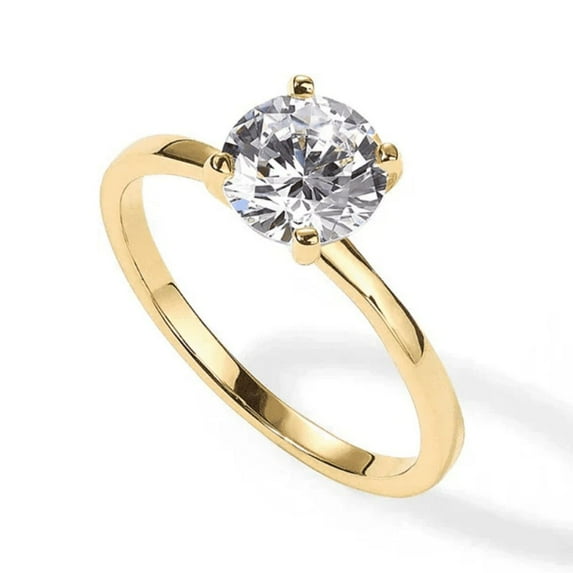 14k Yellow Gold 1 Ct Round Moissanite Women Stud Rings Sizes 5-10 Plated by Paris Jewelry