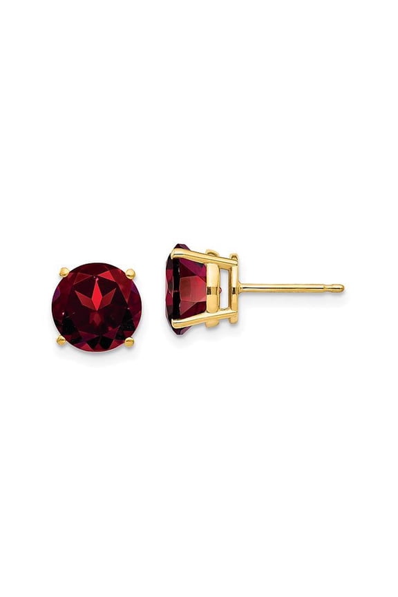 14k Yellow Gold 2 Ct Round Plated Lab-Grown Ruby Stud Earrings by Paris Jewelry