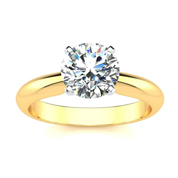 14k Yellow Gold 3 Ct Round Moissanite Women Stud Rings Sizes 5-10 Plated by Paris Jewelry