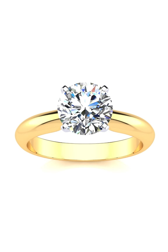 14k Yellow Gold 3 Ct Round Moissanite Women Stud Rings Sizes 5-10 Plated by Paris Jewelry