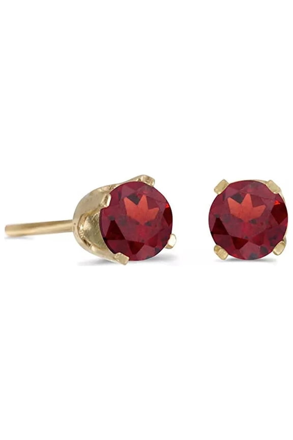 14k Yellow Gold 1/2 Ct Round Created Ruby Stud Earrings Gift for Women Plated by Paris Jewelry
