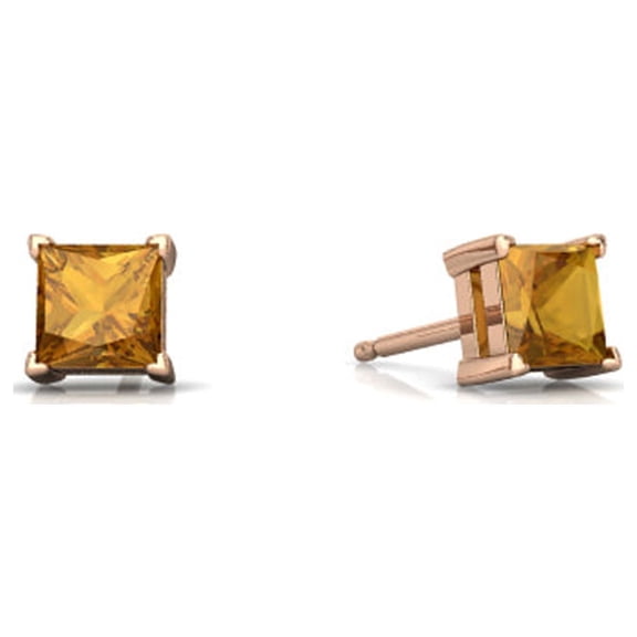 Paris Jewelry 14k Yellow Gold Plated 3 Carat Princess Cut Created Citrine Stud Earrings Women