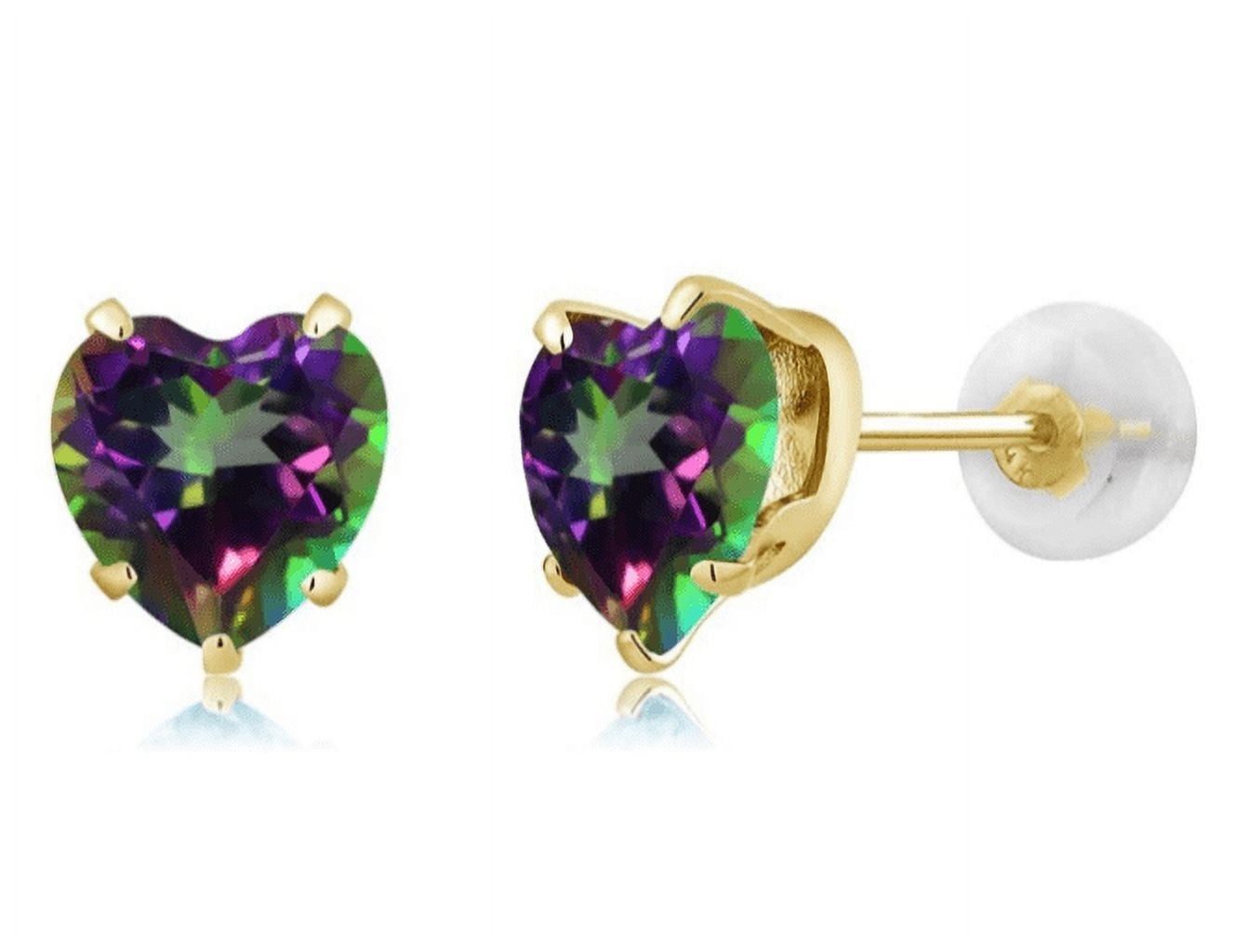 PARIS JEWELRY 14k Yellow Gold Plated 3 Carat Mystic Topaz Heart Stud Earrings