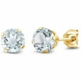 thumbnail image 1 of 14k Yellow Gold 3mm Aquamarine Round Plated Stud Earrings by Paris Jewelry, 1 of 4