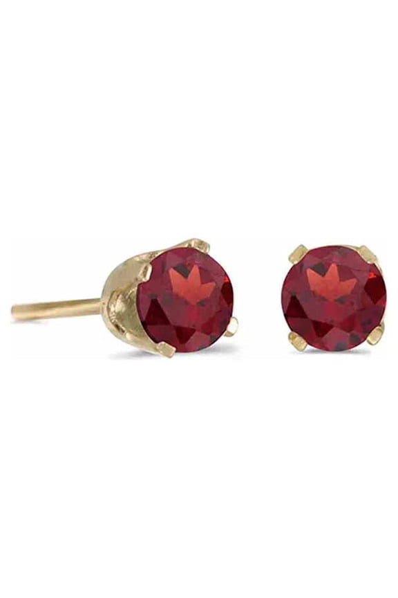 14k Yellow Gold Created Ruby Round Plated Stud Earrings 3mm by Paris Jewelry