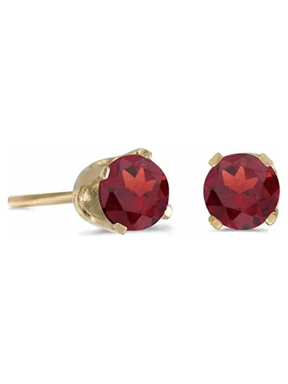 14k Yellow Gold Created Ruby Round Stud Earrings 4mm Women Plated by Paris Jewelry