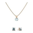 thumbnail image 1 of Paris Jewelry 18K Rose Gold 1/2ct Aquamarine Round 18 Inch Necklace and Square Earrings Set Plated, 1 of 2