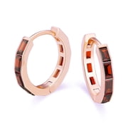 Paris Jewelry 18K Rose Gold 1Ct Emerald Cut Ruby Hoop Earrings Plated