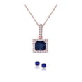 thumbnail image 1 of Paris Jewelry 18K Rose Gold 1ct Halo Blue Sapphire Round 18 Inch Necklace and Square Halo Earrings Set Plated, 1 of 2