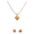 thumbnail image 1 of Paris Jewelry 18K Rose Gold 2ct Citrine Square 18 Inch Necklace and Round Earrings Set Plated, 1 of 2