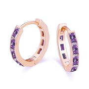 Paris Jewelry 18K Rose Gold 3Ct Emerald Cut Amethyst Hoop Earrings Plated