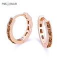 thumbnail image 1 of Paris Jewelry 18K Rose Gold Champagne Emerald Cut Hoop Earrings, 3 ct plated, 1 of 4