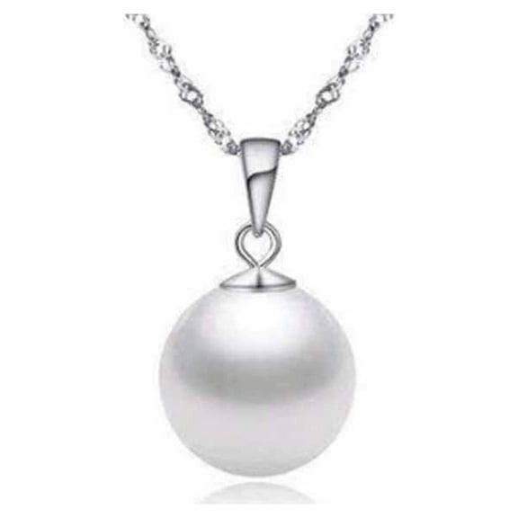 Paris Jewelry 18K White Gold 1 Ct Pearl 4mm Round 18 Inch Necklace Plated