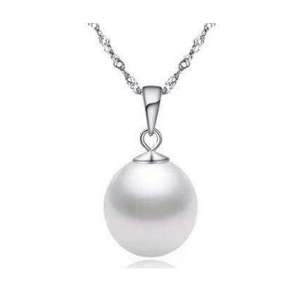 Round White Pearl 1 ct 18K White Gold 18-Inch Cable Necklace Plated by Paris Jewelry