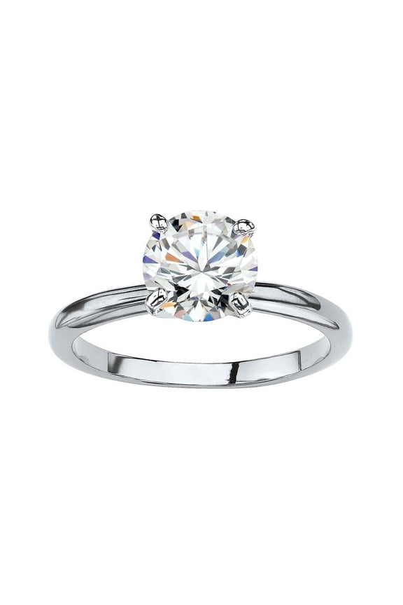 18K White Gold 4ct Created White Sapphire Round Engagement Wedding Ring Plated Sizes 5-10