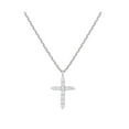 thumbnail image 1 of Paris Jewelry 18K White Gold Created Diamond Petite Cross Necklace Jewelry Gift for Women Plated, 1 of 4