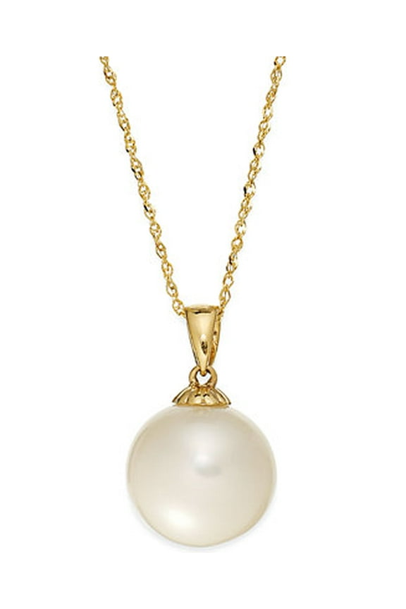 18K Yellow Gold 1/2 Ct Freshwater Cultured Pearl Round 18inch Necklace Plated