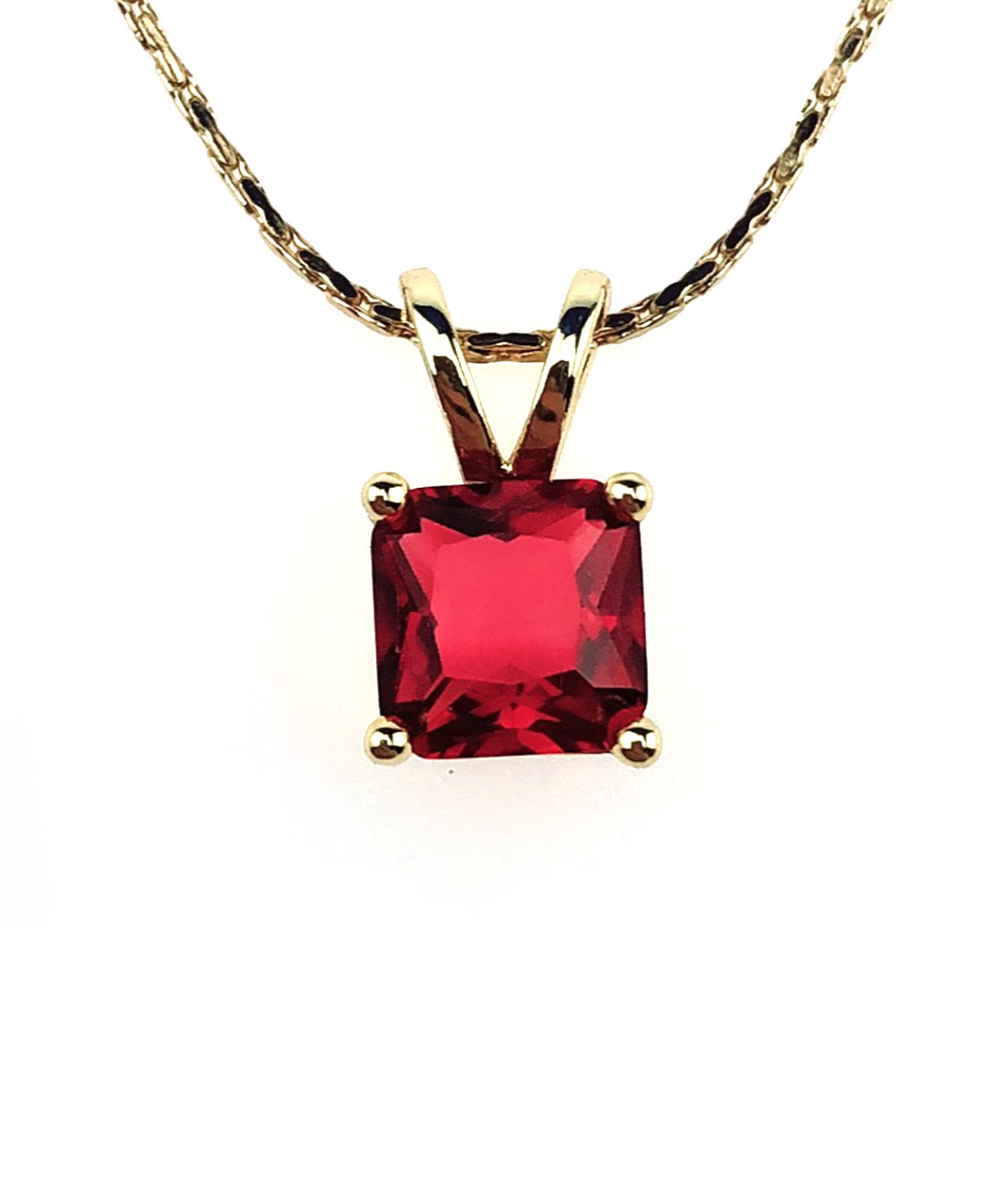 Paris Jewelry 18K Yellow Gold 1/2 Ct Ruby Princess 18 inch Necklace