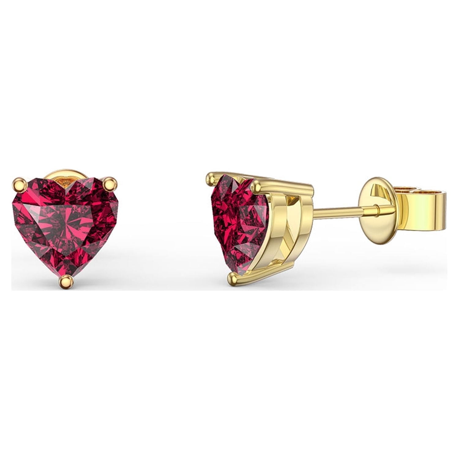 PARIS JEWELRY 18K Yellow Gold 4 Carat Heart Created Ruby Stud Earrings Jewelry for Women plated