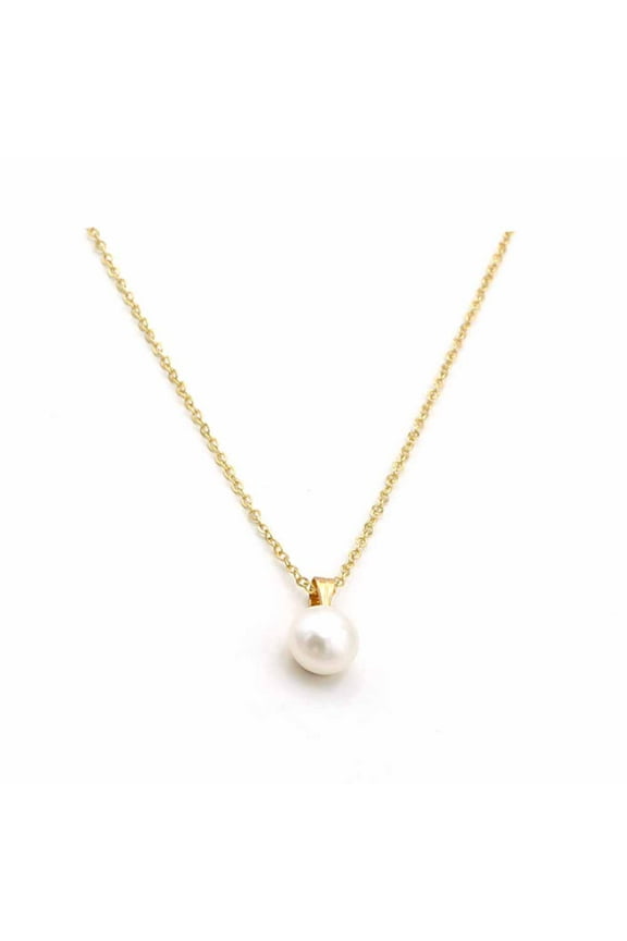 18K Yellow Gold 4 Ct Freshwater Cultured Pearl Round 18inch Necklace Plated