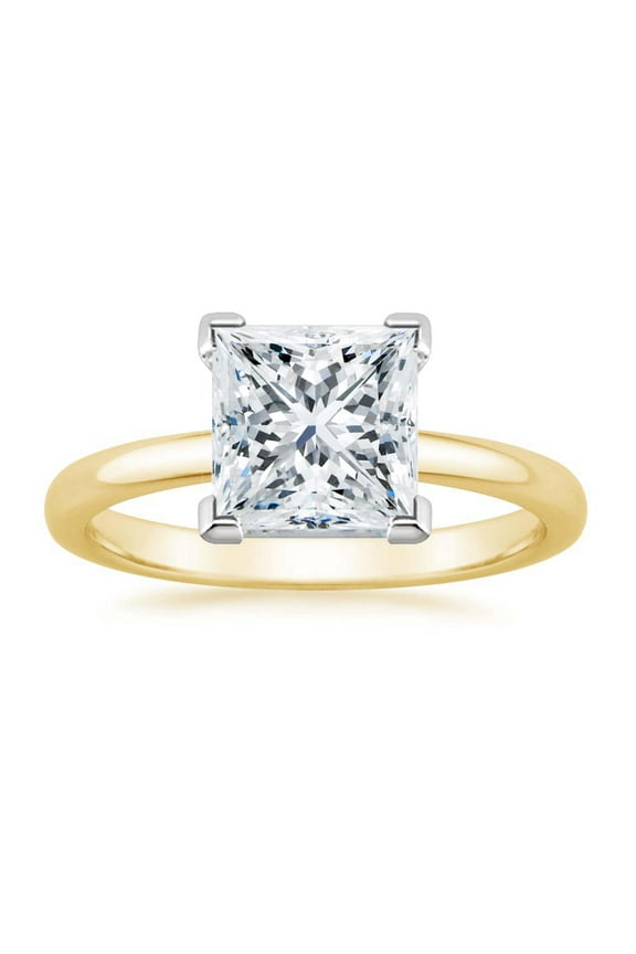 18K Yellow Gold 4Ct Created White Sapphire Princess Engagement Wedding Ring Plated Sizes 5-10