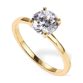 Paris Jewelry 18K Yellow Gold 4ct Created White Sapphire Round Engagement Wedding Ring Plated Sizes 5-10
