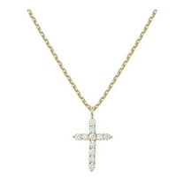 Paris Jewelry 18K Yellow Gold Created Diamond Petite Cross Necklace  plated