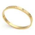thumbnail image 1 of Paris Jewelry 18K Yellow Gold Created White Sapphire Bangle Bracelet Plated 7.25 inch Unisex, 1 of 5