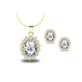 thumbnail image 1 of Paris Jewelry 18K Yellow Gold Created White Sapphire CZ 2 Carat Oval Necklace Plated 18 inch Women, 1 of 5