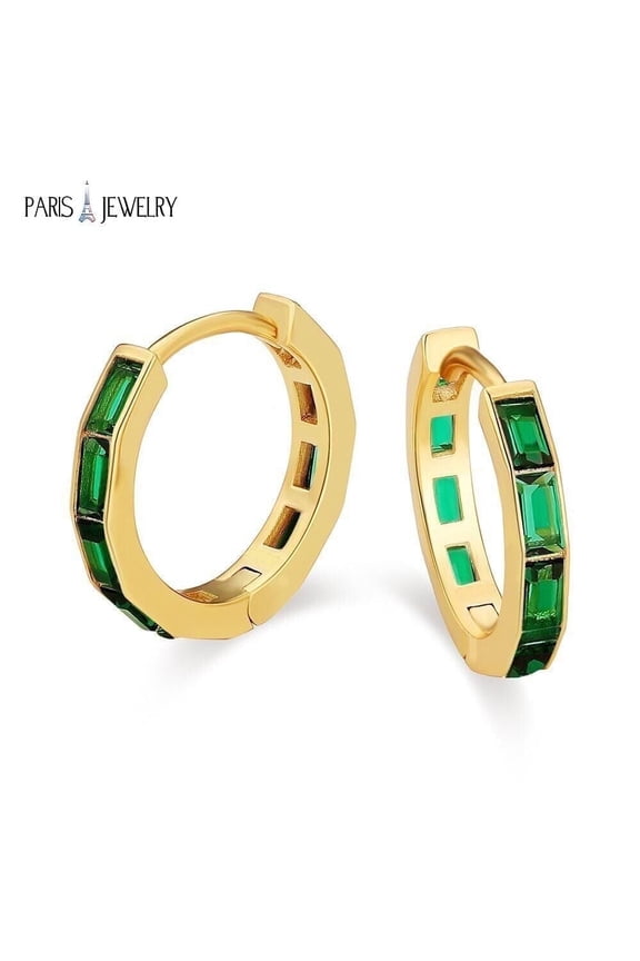 18K Yellow Gold Emerald 3 Ct Hoop Earrings Jewelry for Her Women's plated