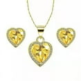 thumbnail image 1 of 18K Yellow Gold 1 Ct Heart Yellow Sapphire Necklace Set – Jewelry Gift for Women's Plated by Paris Jewelry, 1 of 4