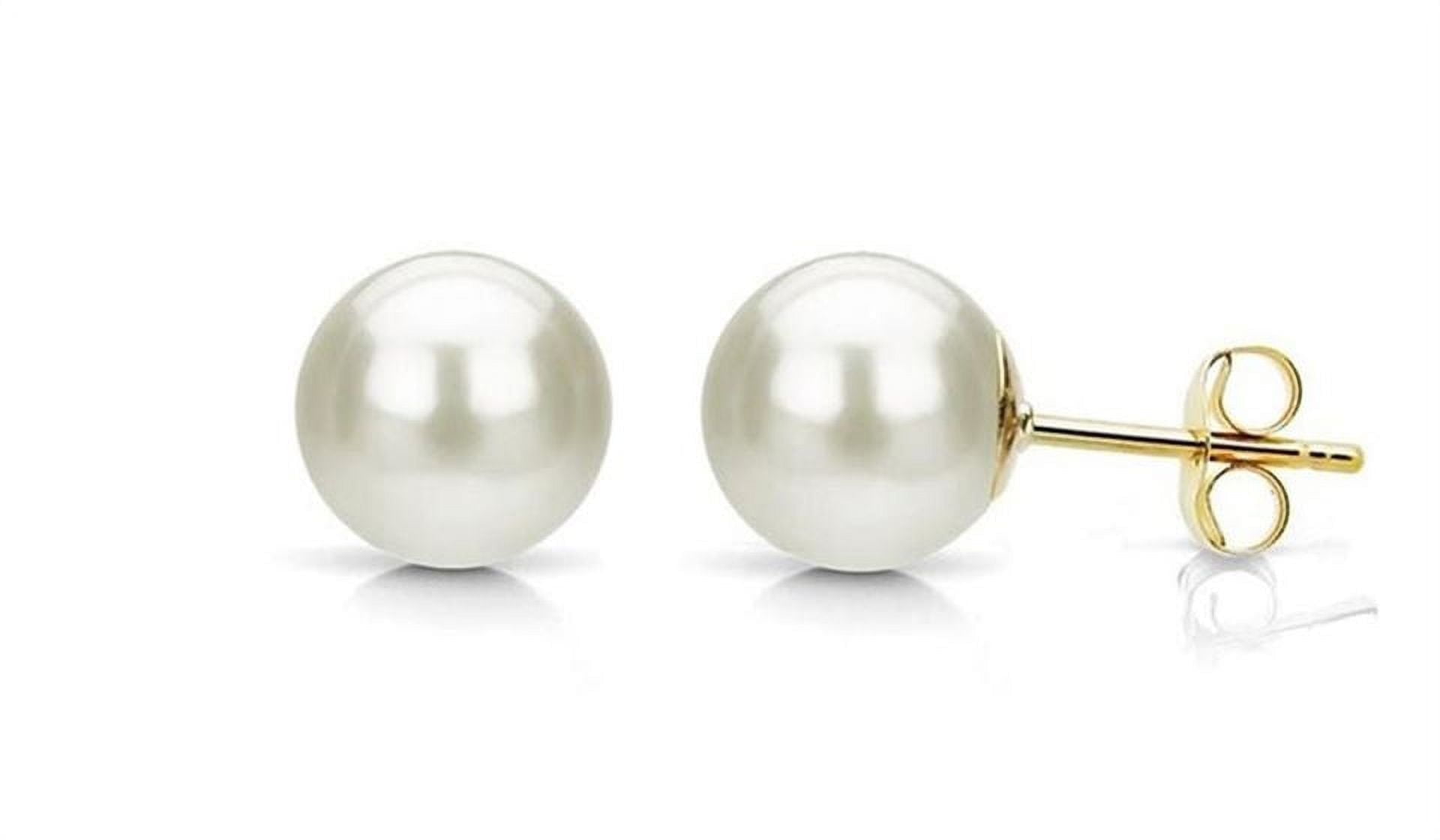 PARIS JEWELRY 18K Yellow Gold White Freshwater Pearl Round 3 CT Stud Earrings, Jewelry for Men | Women plated
