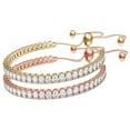 thumbnail image 1 of 18K Yellow and Rose Gold 7ct Created White Sapphire Round Adjustable Unisex Bracelet Plated by Paris Jewelry, 1 of 5