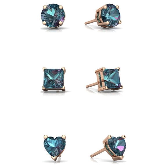 18k Rose Gold 1/4 Ct Alexandrite Stud Earrings Plated by Paris Jewelry
