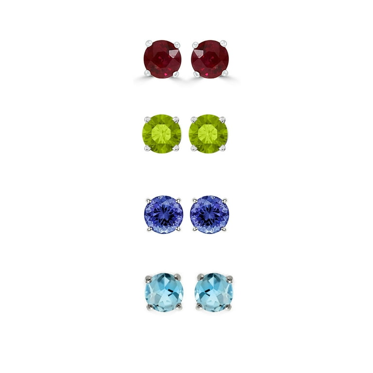 Paris Jewelry 18k White Gold 1/2Ct Created Ruby, Peridot