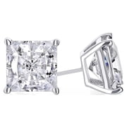 Paris Jewelry 18k White Gold 1 Ct White Sapphire Princess Cut Stud Earrings - Jewelry Gift for Women Plated