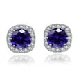 thumbnail image 1 of Paris Jewelry 2 Ct 18k White Gold Halo Round Blue Sapphire Stud Earrings Jewelry for Women plated, 1 of 6