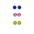 thumbnail image 1 of Paris Jewelry 18k White Gold 3Ct Created Blue Sapphire, Pink Sapphire and Peridot 3 Pair Round Stud Earrings Plated, 1 of 1